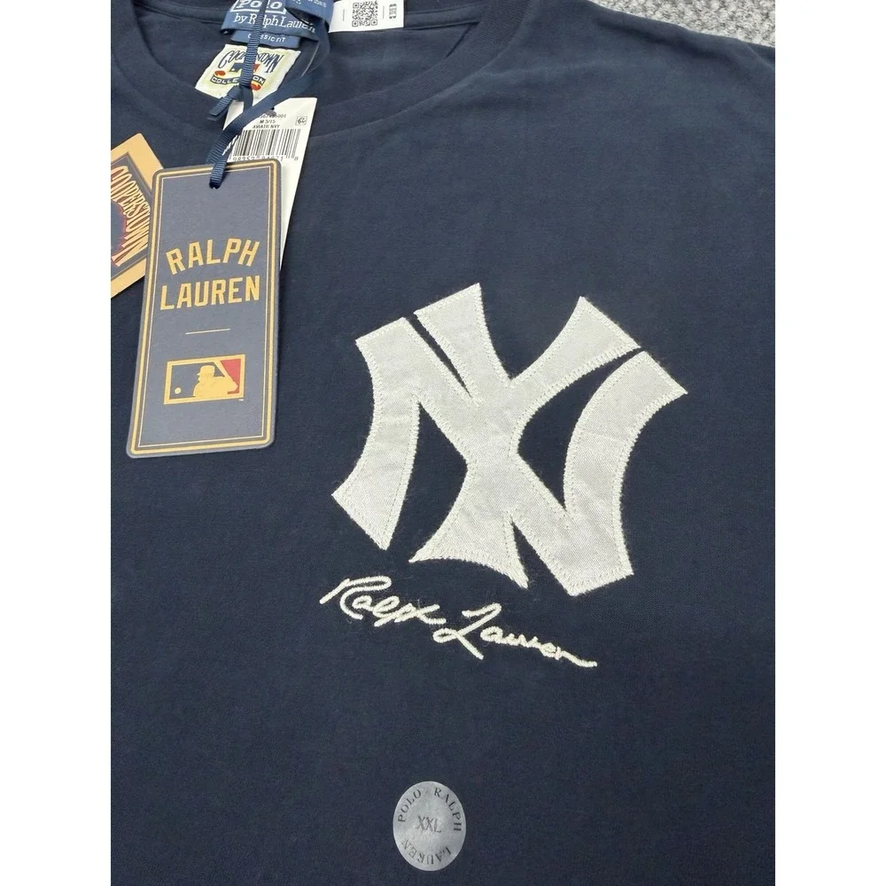 Polo Ralph Lauren x New York NY Yankees Men's XXL Cotton T-Shirt Navy Blue MLB